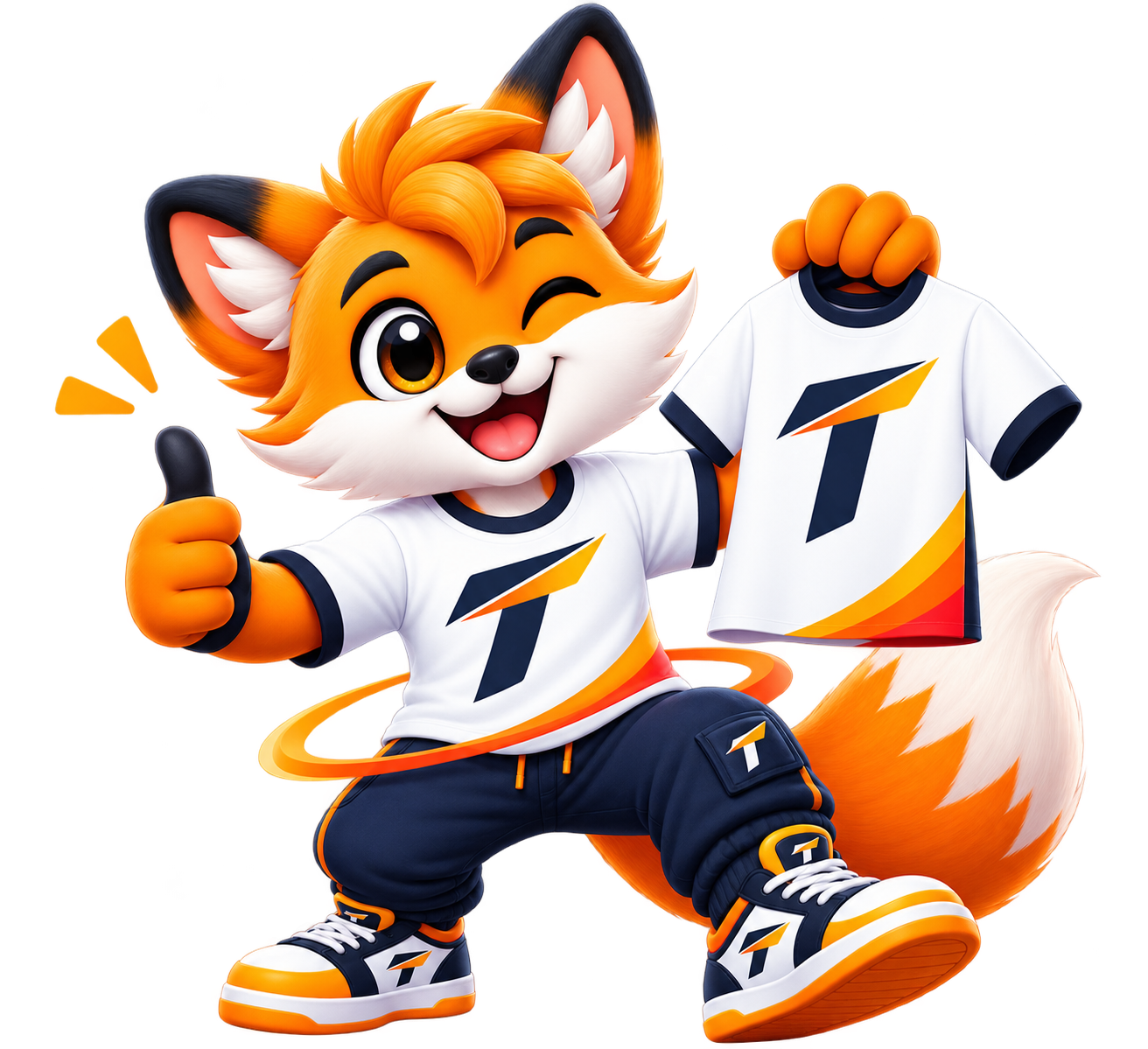 TeeSenyo mascot holding a T-shirt